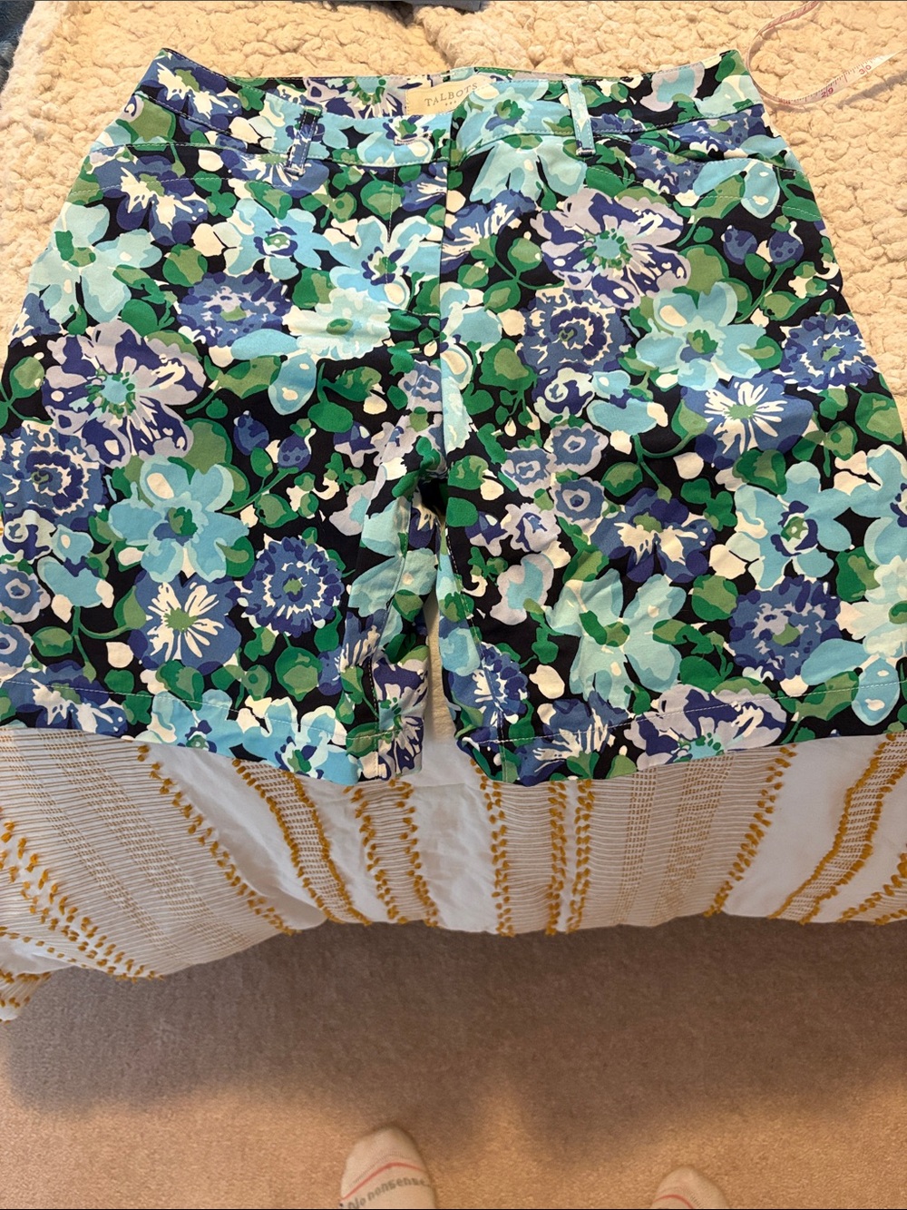Talbots Green & Blue Floral Cotton Bermuda Shorts BNWOT